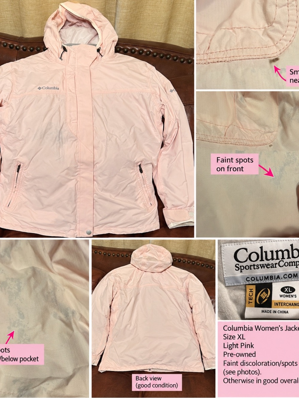Columbia Light Pink Women's Ski Jacket with Hood